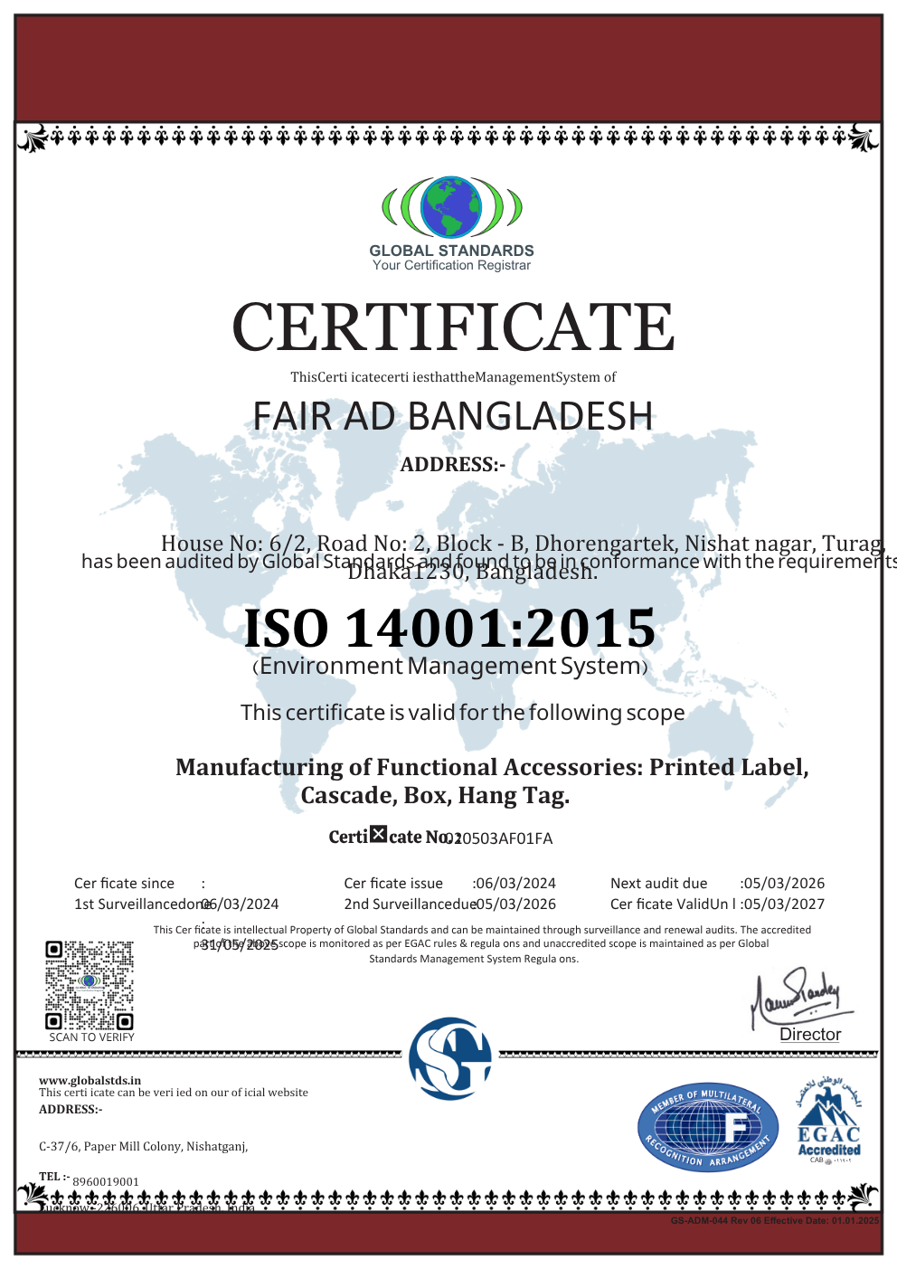Fair Ad Bangladesh COC Certificate