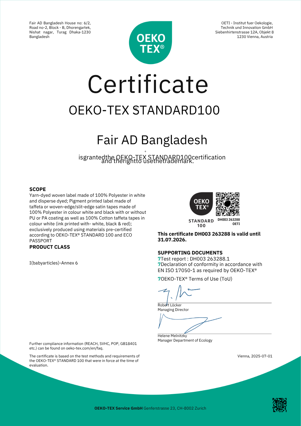 Fair Ad Bangladesh RCS Scope Certificate